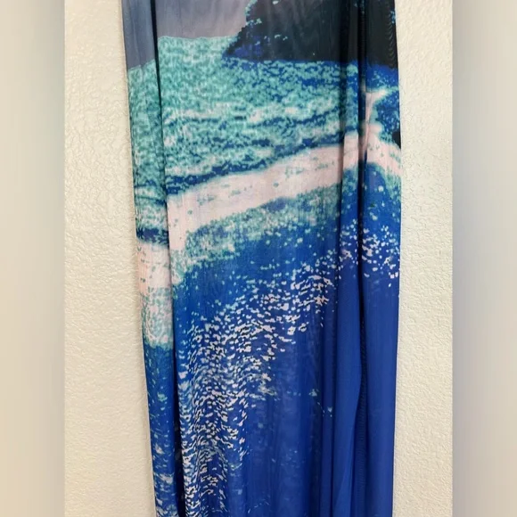 Celandine Printed Mesh Midi Dress Surfs Up Scene Print Small $88 Anthropologie - Picture 13 of 15